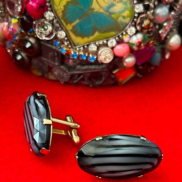 Stunning Pair of SWANK Vintage Gray & Black Cufflinks - Picture 9 of 10